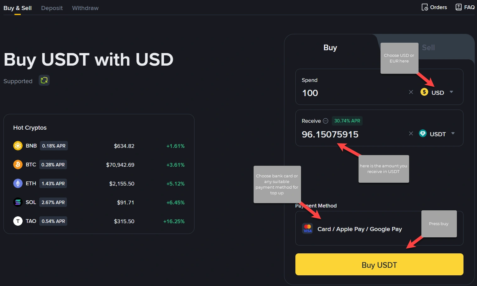 Binance top up with bank card