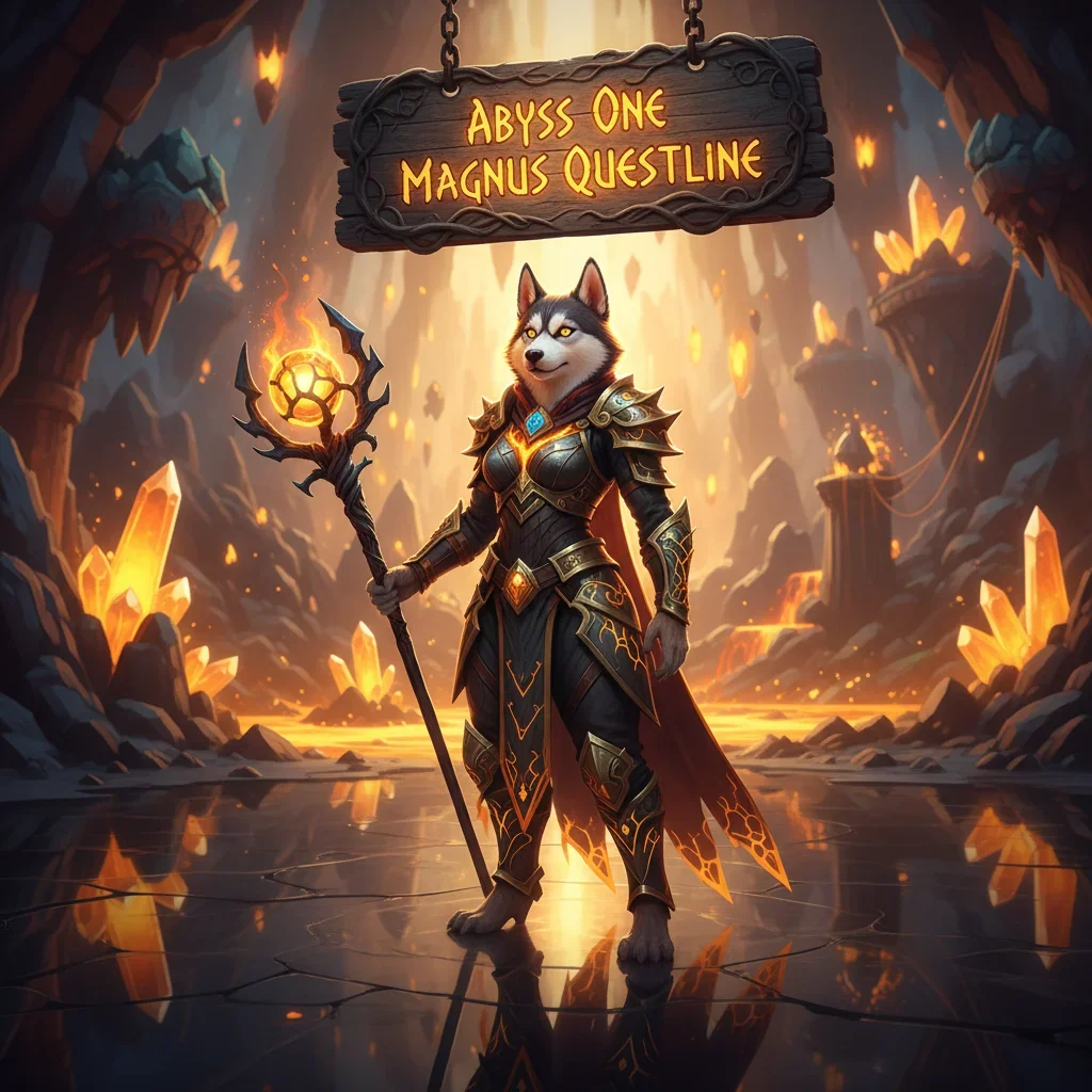 Screenshot from Black Desert Online showing a character in the mysterious Abyss One Magnus area, representing the questline completion boost service.