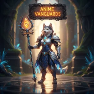 Anime characters in a dynamic pose, representing a team or vanguard, with a futuristic or magical setting background. The image should convey speed, power, and teamwork.