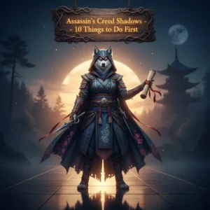 Assassin's Creed Shadows gameplay screenshot showing a samurai assassin in stealth, with a ninja character in the background.