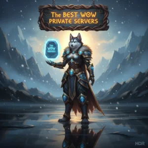 Screenshot of World of Warcraft character selection screen with 'Best WoW Private Servers 2026' overlay.