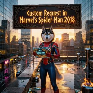Spider Man 2018 custom service artwork with superhero gaming request and assistance theme