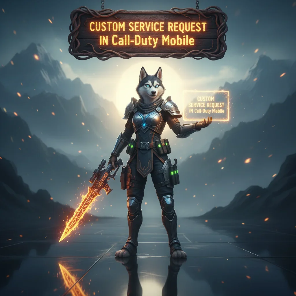 Player using custom service request in Call of Duty Mobile with Huskyboost.com logo.