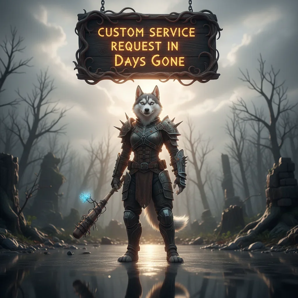 Deacon St. John on his motorcycle in the post-apocalyptic world of Days Gone, approaching a settlement for a custom service request.