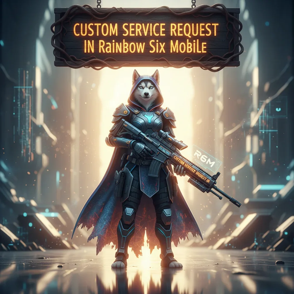 Rainbow Six Mobile custom service request with a player using a touchscreen device.