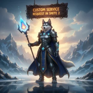 SMITE 2 custom service request form on Huskyboost.com, showing various options for personalized assistance with the game.