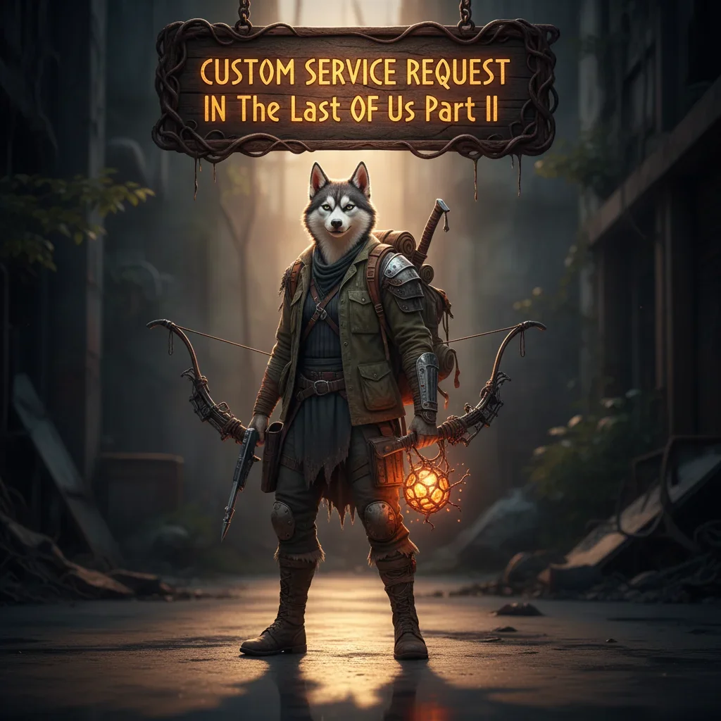 Ellie from The Last of Us Part II in a custom service request scenario.