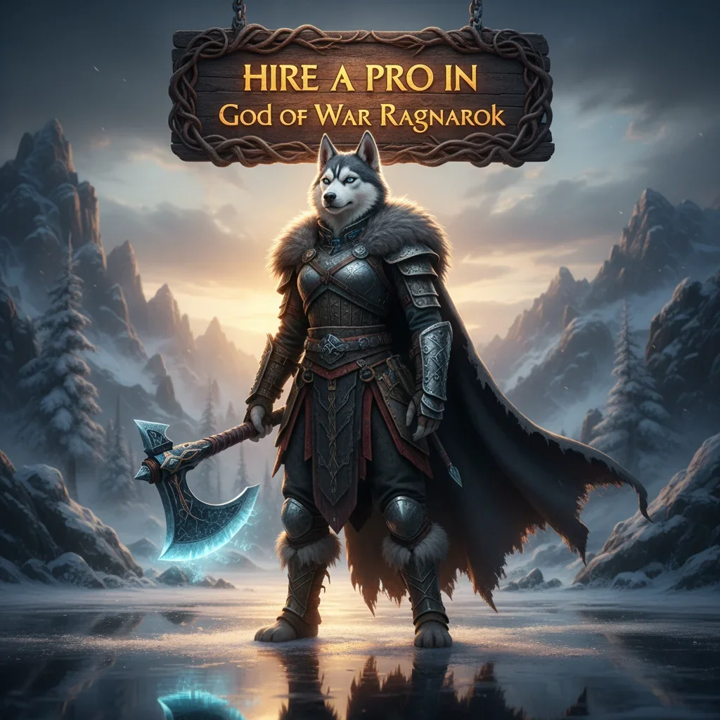 Kratos and Atreus fighting enemies in God of War Ragnarok, representing professional boosting services.