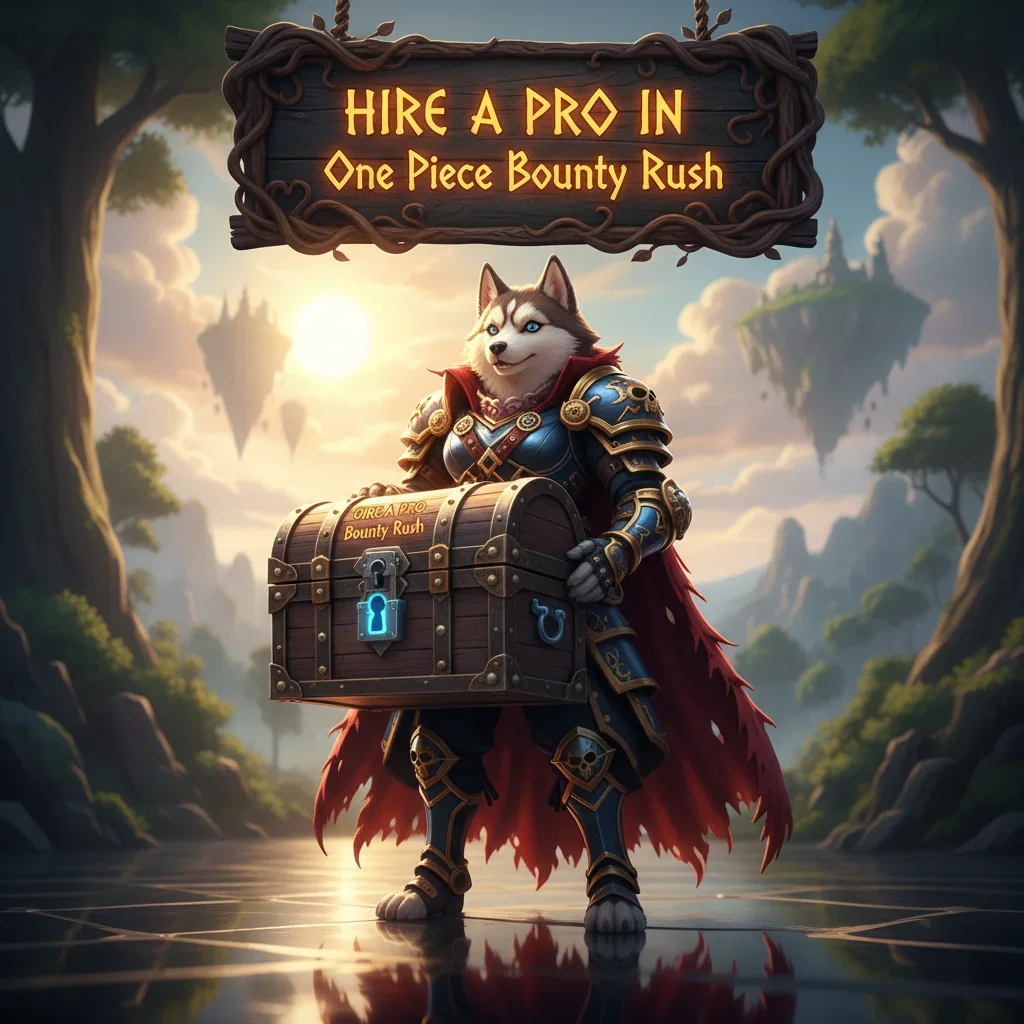 Screenshot of One Piece Bounty Rush game with a character in action, highlighting professional boosting services.