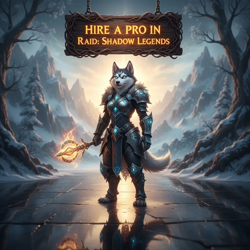 A professional gamer's hand expertly navigating the RAID: Shadow Legends interface on a mobile device, with in-game characters visible.