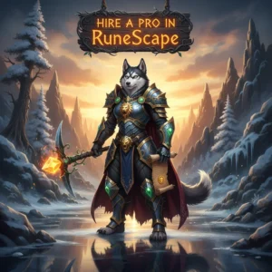 A professional RuneScape player in action, showcasing their skills and efficiency, with the Huskyboost.com logo subtly integrated.