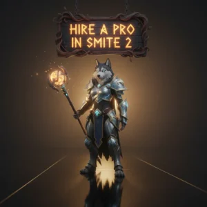 Two professional Smite 2 players in action, one performing a powerful ability with a vibrant visual effect, and the other strategically positioning their character in a detailed arena.