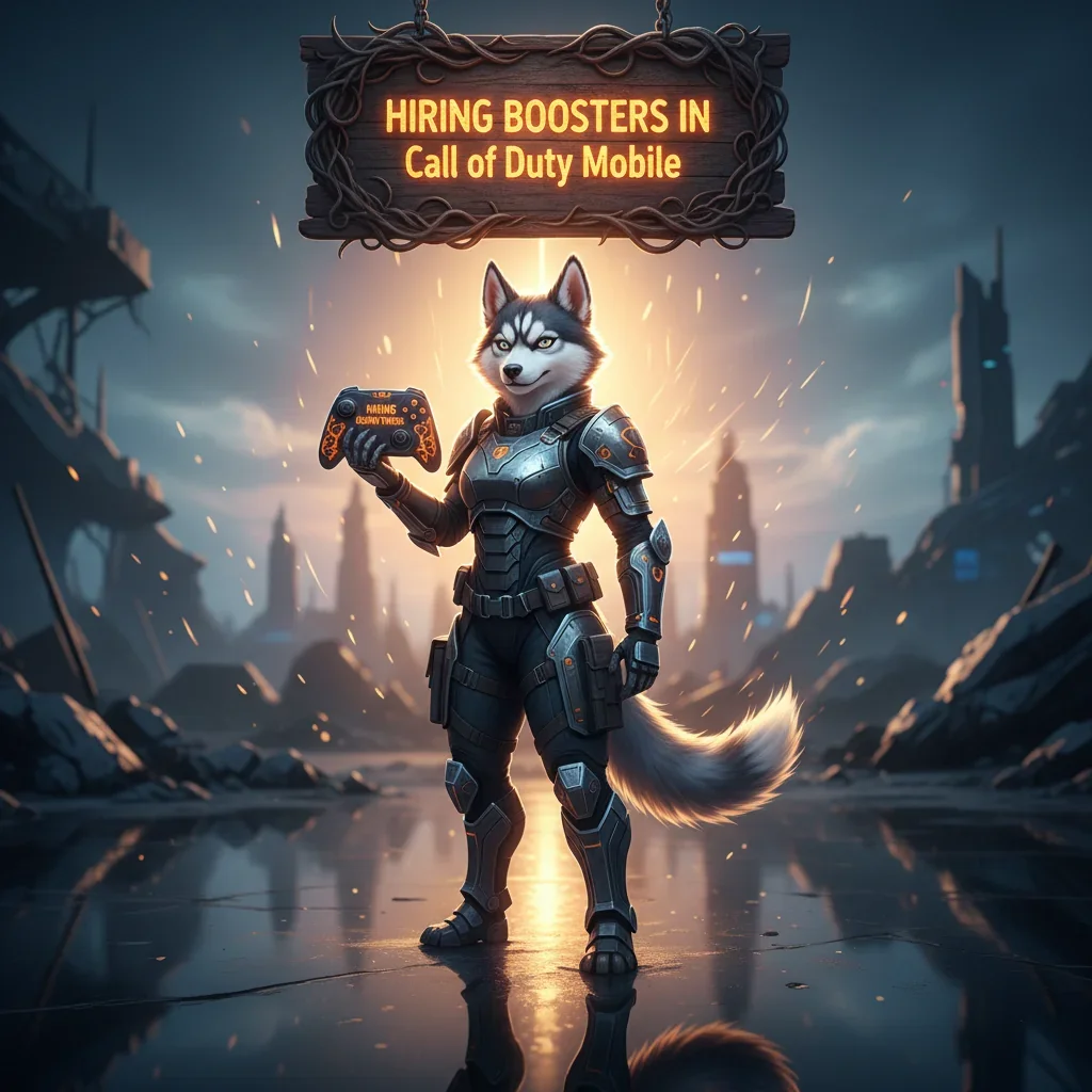Two Call of Duty Mobile characters in action, representing a 'hiring boosters' service for the game.