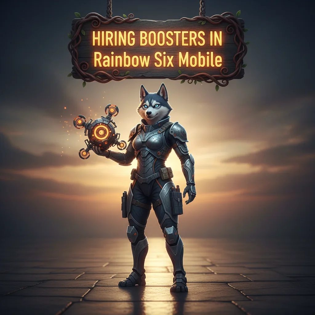 A group of diverse players celebrating a victory in Rainbow Six Mobile, with a focus on teamwork and success achieved through professional boosting services.