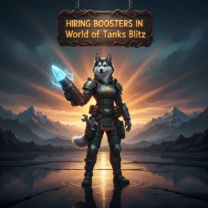 World of Tanks Blitz tanks in battle with 'Hiring Boosters' overlay