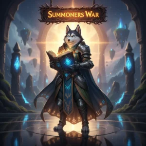 Summoners War Boosting Services - Huskyboost.com character with powerful gear and magical effects, indicating account progression and in-game advantages.
