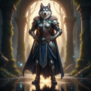 Utrzymana w stylistyce fantasy grafika promocyjna związana z usługami boostingu LoL, przedstawiająca antropomorficzną Huskę.