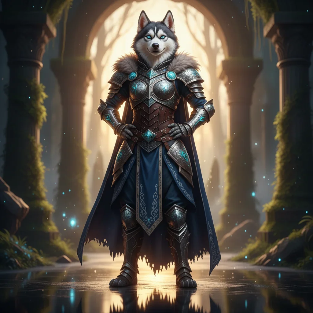 Utrzymana w stylistyce fantasy grafika promocyjna związana z usługami boostingu LoL, przedstawiająca antropomorficzną Huskę.