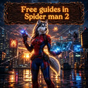 Marvel Spider Man 2 free guides artwork with superhero tutorial and gaming guide theme