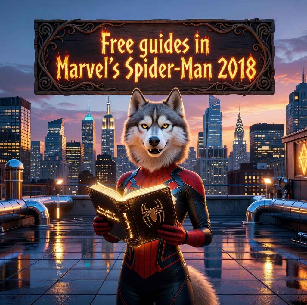 Marvel Spider Man 2018 free guides artwork with superhero tutorial and gaming walkthrough theme