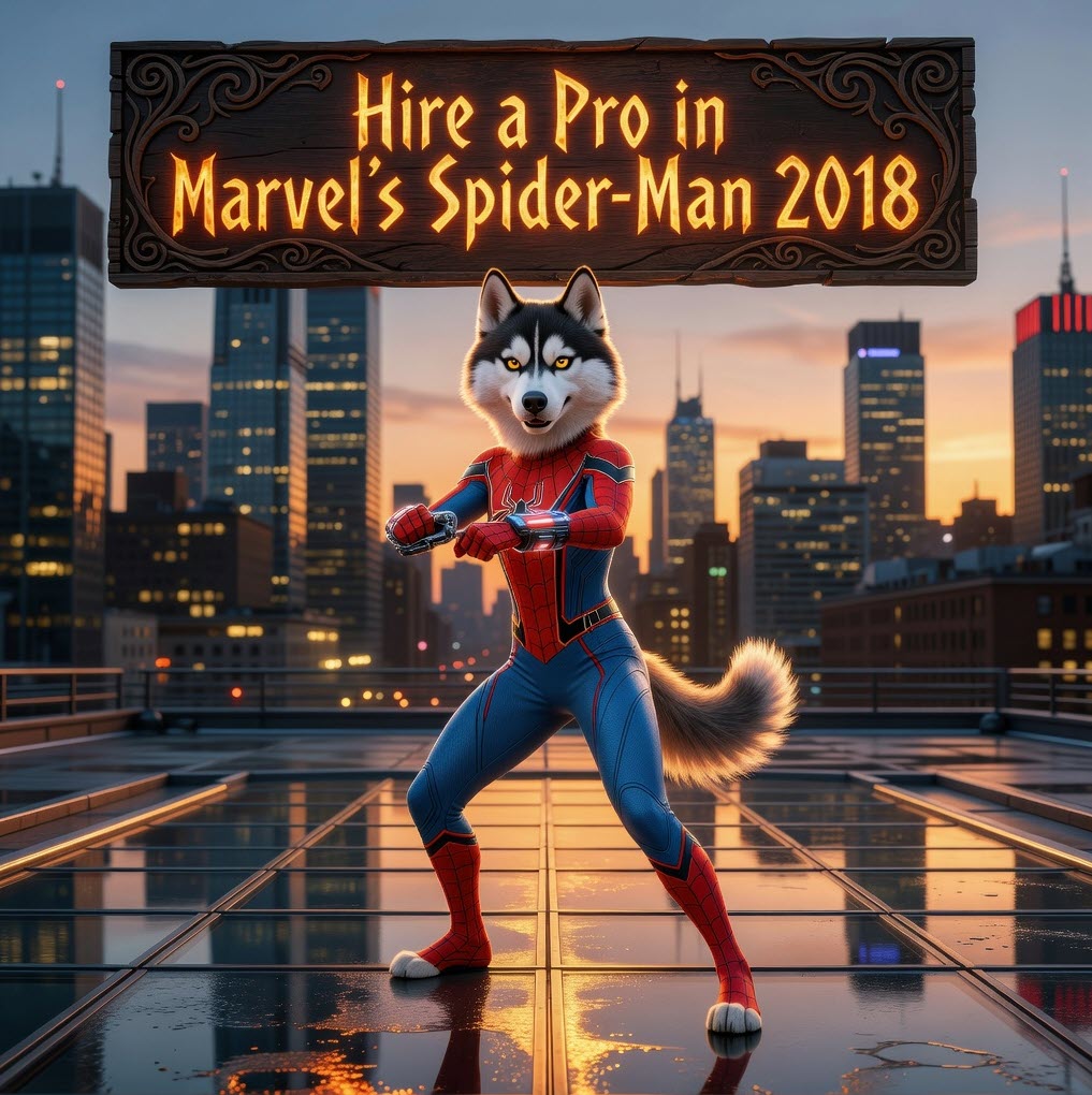 Spider Man 2018 hire a pro artwork with superhero coaching and gameplay assistance theme