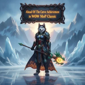 A fantasy game-inspired artwork featuring an anthropomorphic husky character in an epic, magical setting, themed around game achievements.