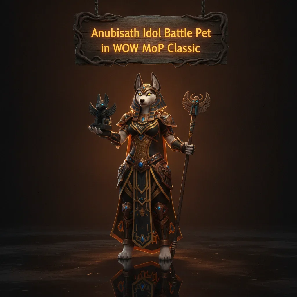 Fantasy game-inspired artwork featuring an anthropomorphic husky character in an ancient Egyptian-themed environment.