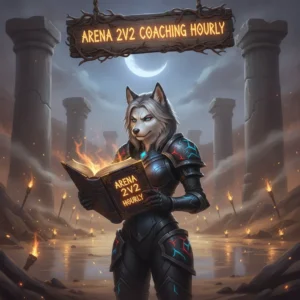 An anthropomorphic Husky character in fantasy armor, standing in a mystical arena. This artwork is inspired by competitive 2V2 objectives and strategic skill enhancement in a fantasy game setting.