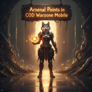 Fantasy artwork of an anthropomorphic husky in a tactical outfit, representing Arsenal Points content and progression within COD Warzone Mobile.