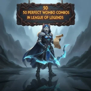 League of Legends champions executing a powerful 'Wombo Combo' ability synergy in a team fight, with ability effects and damage numbers visible.