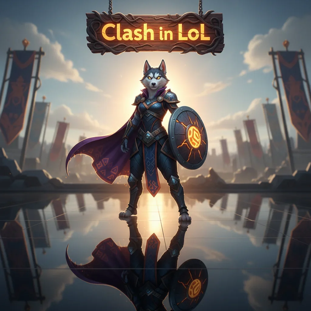 A fantasy game-inspired image featuring an anthropomorphic Husky character, wearing fantasy clothing, set in a game-inspired environment.