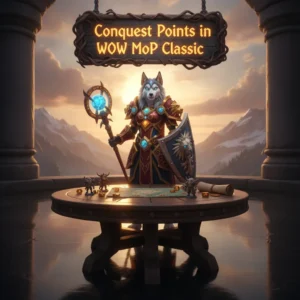 Artwork inspired by Conquest Points in World of Warcraft Mists of Pandaria Classic, featuring an anthropomorphic Husky character.