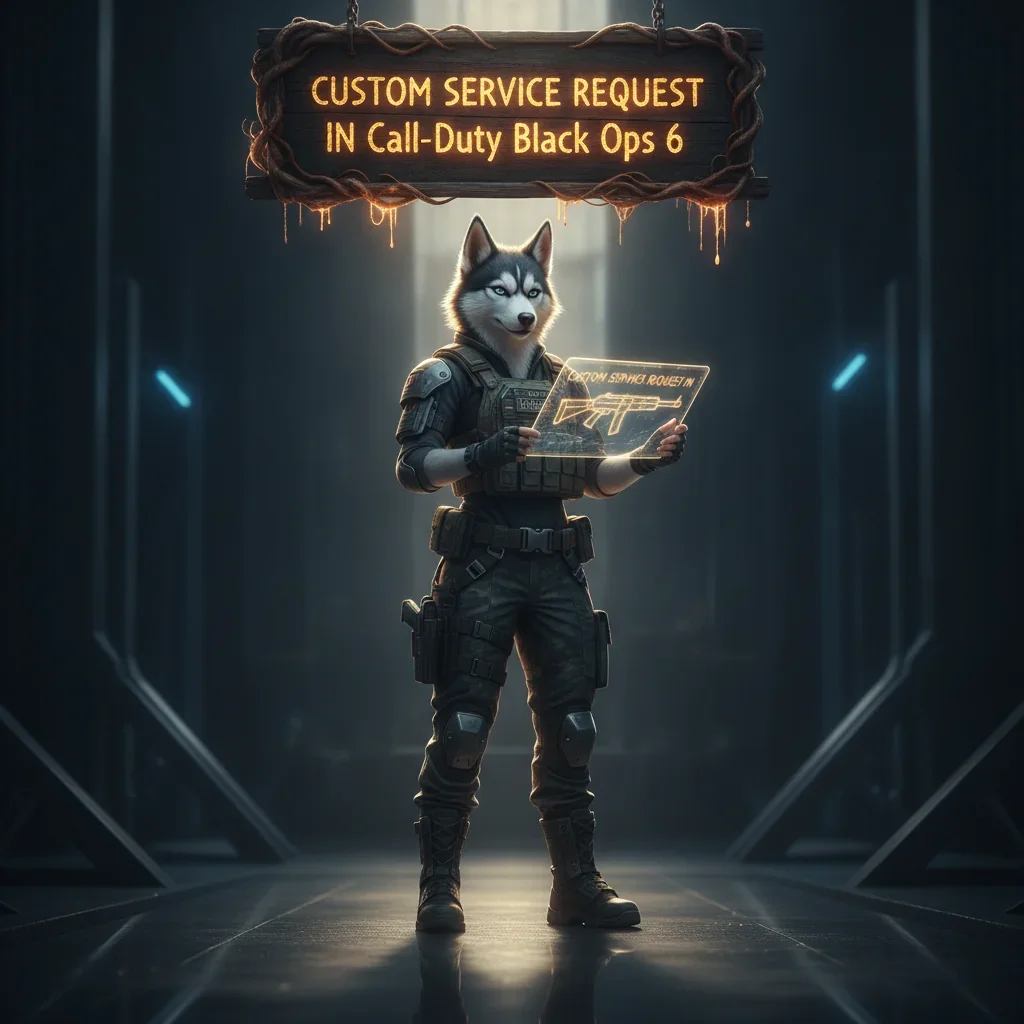 Fantasy artwork featuring an anthropomorphic husky character related to Call of Duty Black Ops 6 content and objectives.