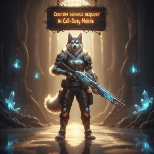 Fantasy game-inspired artwork featuring an anthropomorphic husky, representing custom service requests in Call of Duty Mobile.