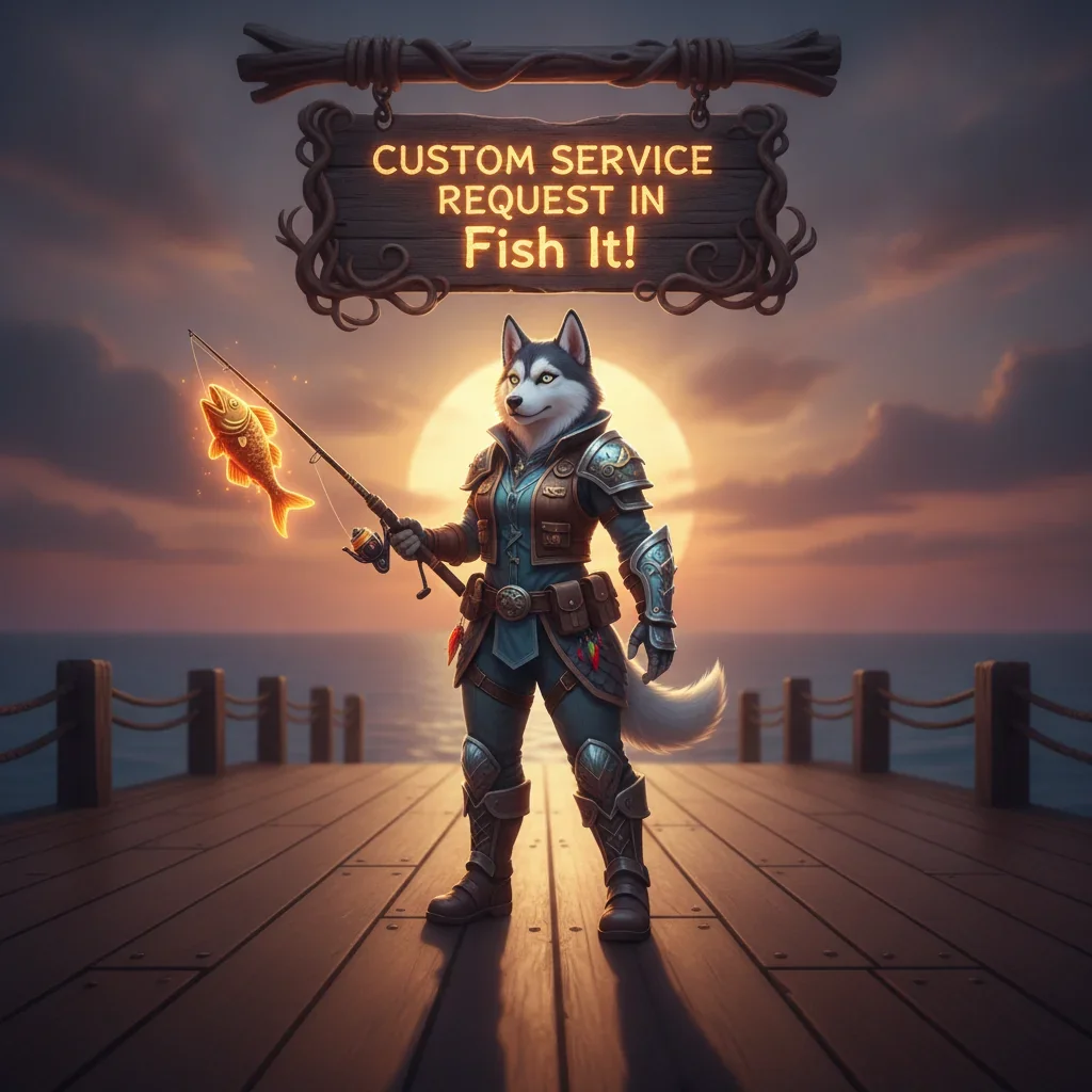 An anthropomorphic Husky character in fantasy attire, inspired by a custom service request in a fantasy game.