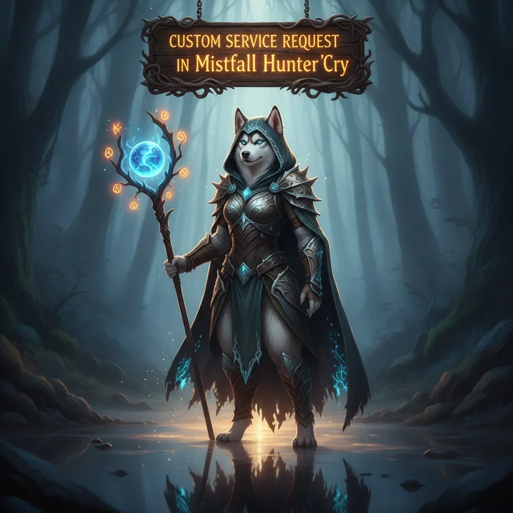 Artwork featuring an anthropomorphic Husky character in a fantasy setting, inspired by custom service requests and game content.