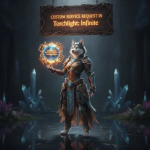 An anthropomorphic Husky character in fantasy attire, representing custom service request content in a game.