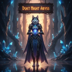 Anthropomorphic Husky character in fantasy attire, set in a game-inspired environment related to Duet Night Abyss content.