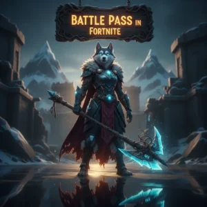 An anthropomorphic Husky character in fantasy attire, against a game-inspired background related to Battle Pass objectives.