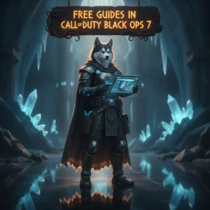 Anthropomorphic husky character in fantasy armor, themed around Call of Duty Black Ops 7 content.