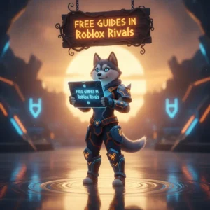 An anthropomorphic Husky character in fantasy attire, inspired by Roblox Rivals content and game progression systems.