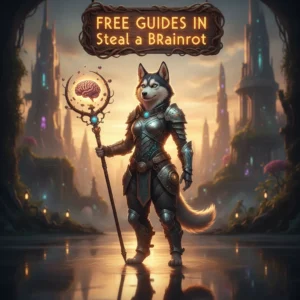 Fantasy game-inspired artwork featuring an anthropomorphic husky character in a themed outfit, related to free guides.