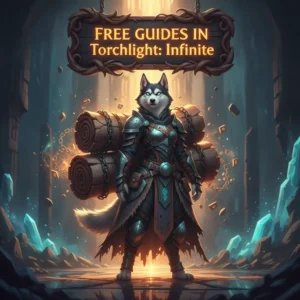 Fantasy artwork of an anthropomorphic husky in a magical forest, representing guides and content for Torchlight: Infinite.