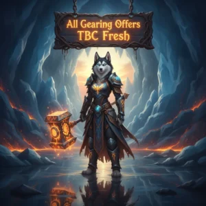 Fantasy game-inspired artwork featuring an anthropomorphic husky character related to gearing up in World of Warcraft: The Burning Crusade.