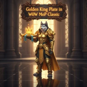 An anthropomorphic Husky character in golden plate armor, inspired by fantasy game content and objectives.