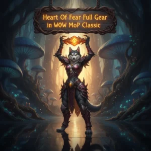 Fantasy game-inspired artwork featuring an anthropomorphic husky character in armor, themed around the Heart of Fear raid.