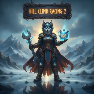 An anthropomorphic Husky in fantasy attire, inspired by Hill Climb Racing 2 boosting services and game progression.