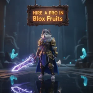 Anthropomorphic Husky character in fantasy armor, inspired by Blox Fruits game content and objectives.