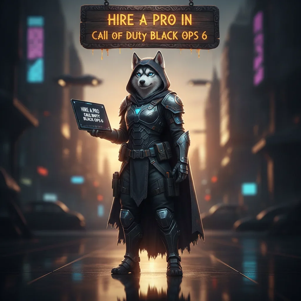 An anthropomorphic Husky character in tactical gear, themed around Call of Duty Black Ops 6 content and challenges.
