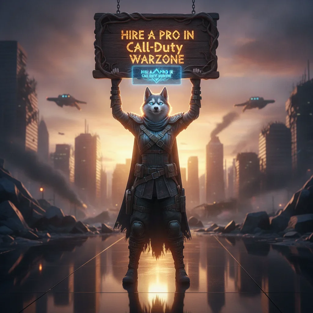 Fantasy artwork featuring an anthropomorphic Husky character, inspired by Call of Duty Warzone objectives and challenges.